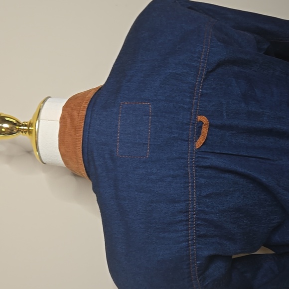 Vintage Liz Claiborne Denim Western Dress Size 2P Corduroy Trim 100% Cotton - Picture 7 of 13